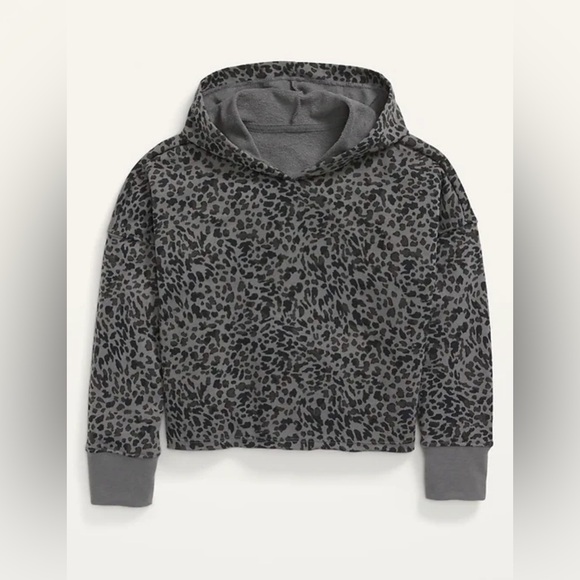 Old Navy Other - Old Navy girls M 8 gray black cheetah crop hoodie